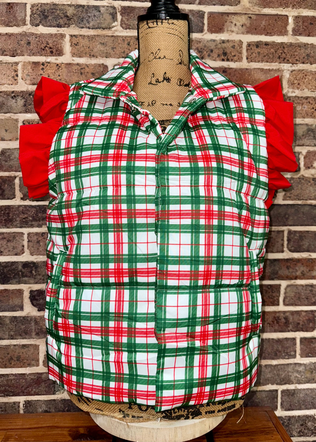 Classic Christmas Plaid Puffer Vest