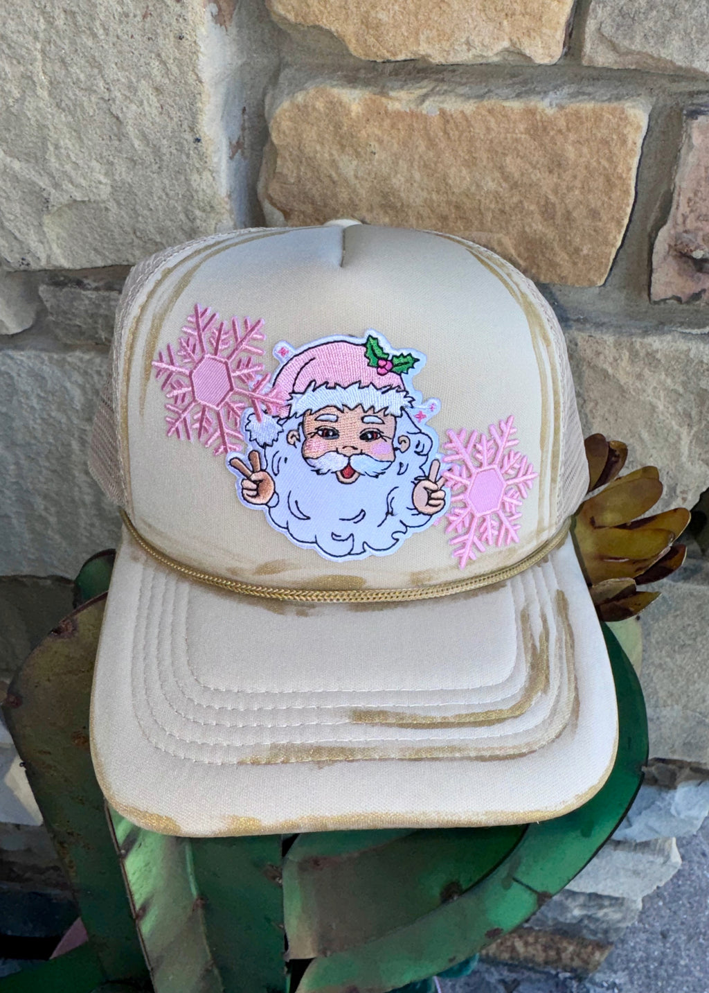 Pink Santa Peace Trucker