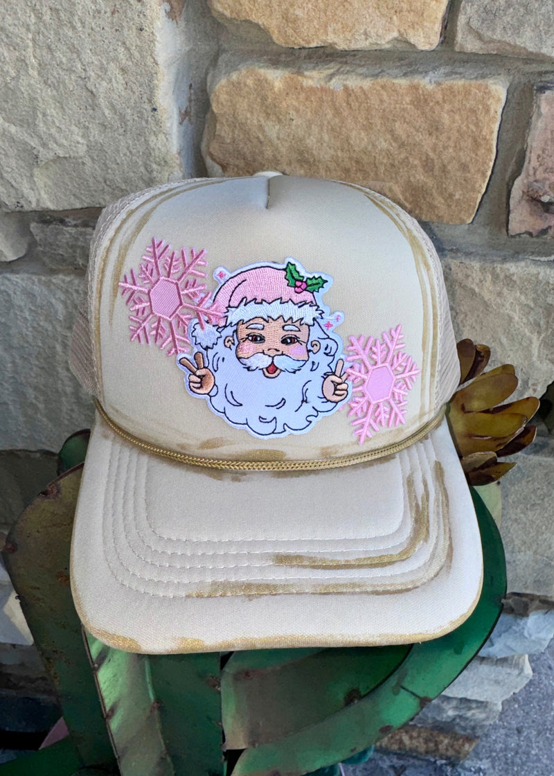 Pink Santa Peace Trucker