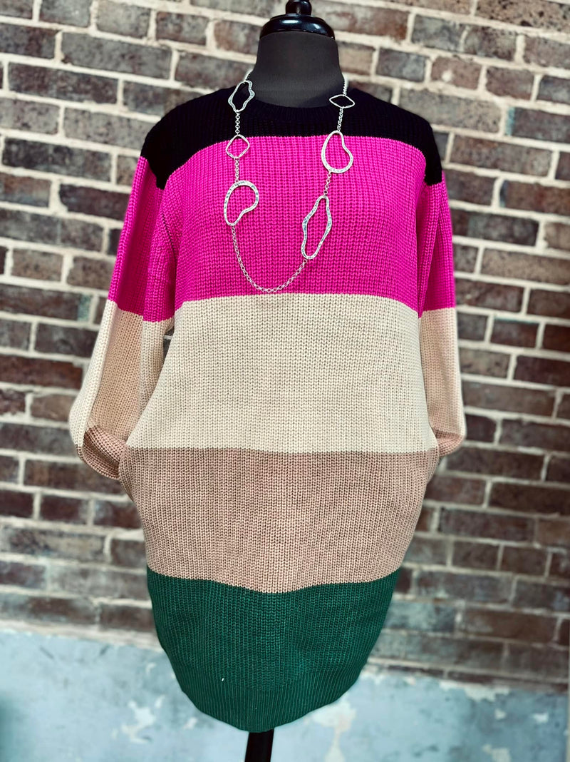Colorblock sweater dress
