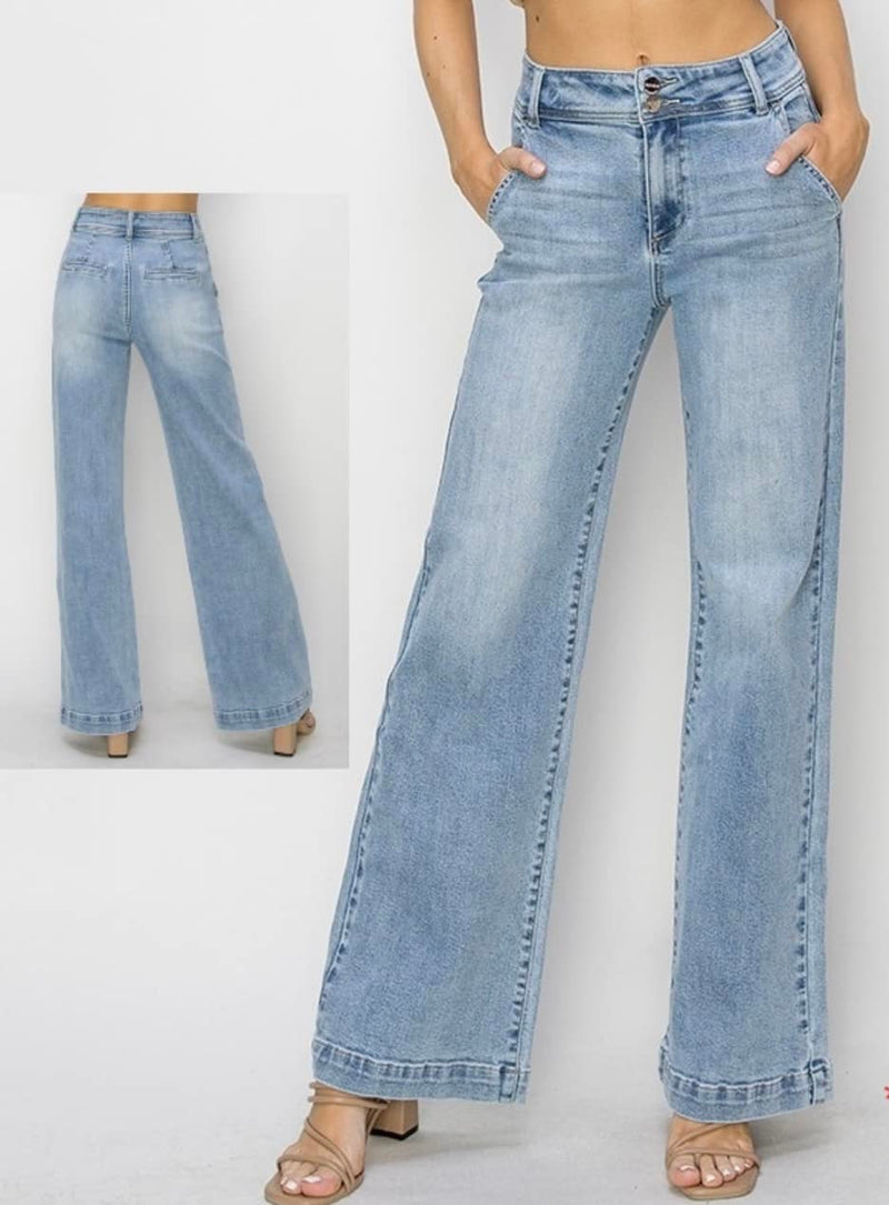 Risen High-Rise Double Button Trouser Jeans