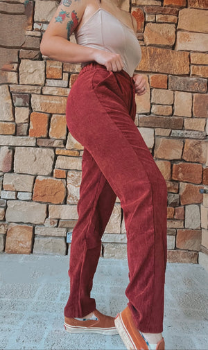 The High Rise Corduroy Pants in Rust